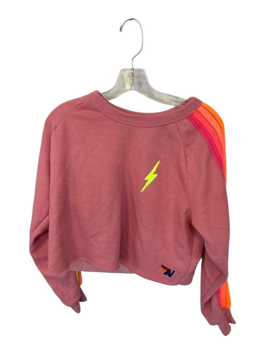 Aviator Nation Size M Pink & Yellow Cotton Long Sleeve Lightning Bolt Sweatshirt Pink & Yellow / M