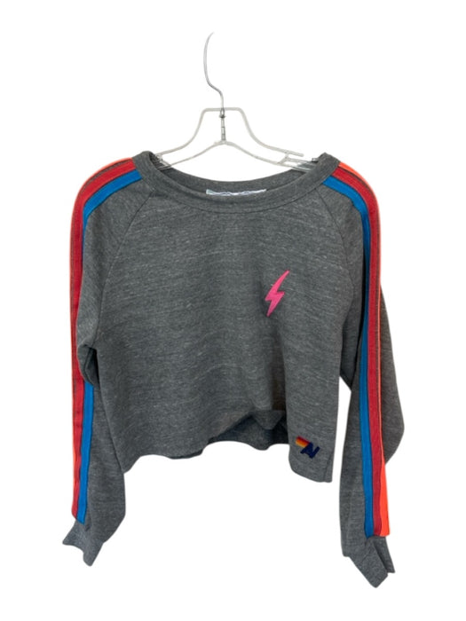 Aviator Nation Size S Gray & multi Cotton Long Sleeve Stripe Sleeve Sweatshirt Gray & multi / S