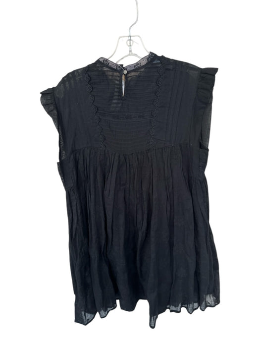 Free People Size S Black Cotton Cap Sleeve Lace Detail Slip Incl Dress Black / S