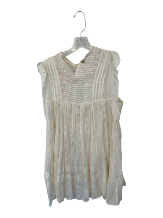 Free People Size S Cream Cotton Cap Sleeve Lace Detail Slip Incl Dress Cream / S