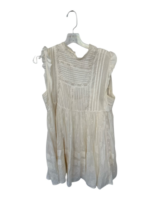 Free People Size S Cream Cotton Cap Sleeve Lace Detail Slip Incl Dress Cream / S