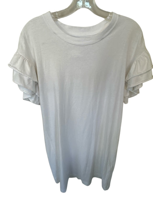 Current Elliot Size 0/XS White Cotton Short Sleeve Crew Neck Dress White / 0/XS