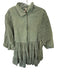 Free People Size S Green Cotton Long Balloon Sleeve Front Zip Belted Dress Green / S