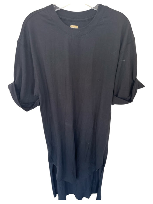Free-est Size XS Black Cotton Short Cuff Sleeve hi lo Maxi Dress Black / XS