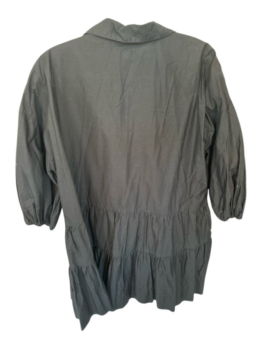 Free-est Size XS Black Cotton Long Balloon Sleeve Button Down Babydoll Dress Black / XS