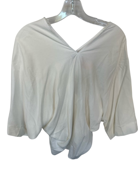 Natalie Busby Size XS/S White Tencel V Neck Top White / XS/S