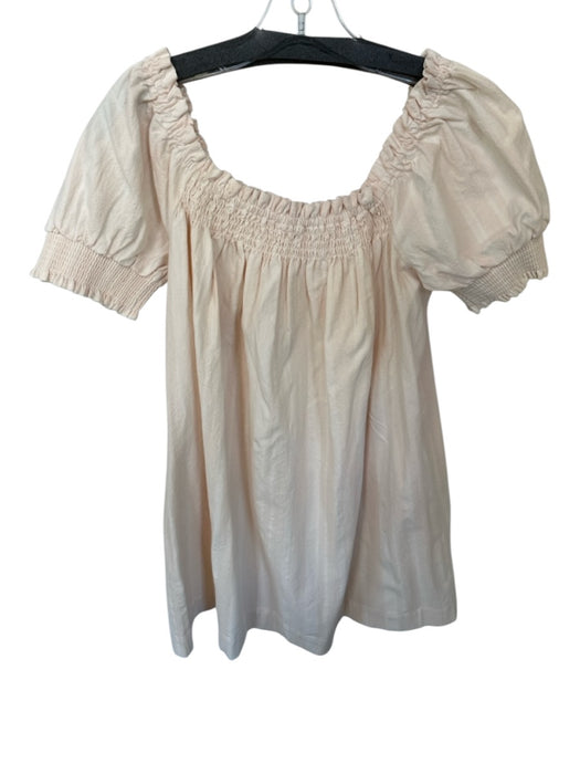 Free People Size XS Peach Cotton Off Shoulder Short Sleeve Lines Dress Peach / XS