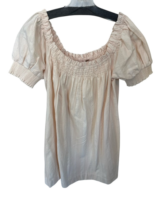 Free People Size XS Peach Cotton Off Shoulder Short Sleeve Lines Dress Peach / XS