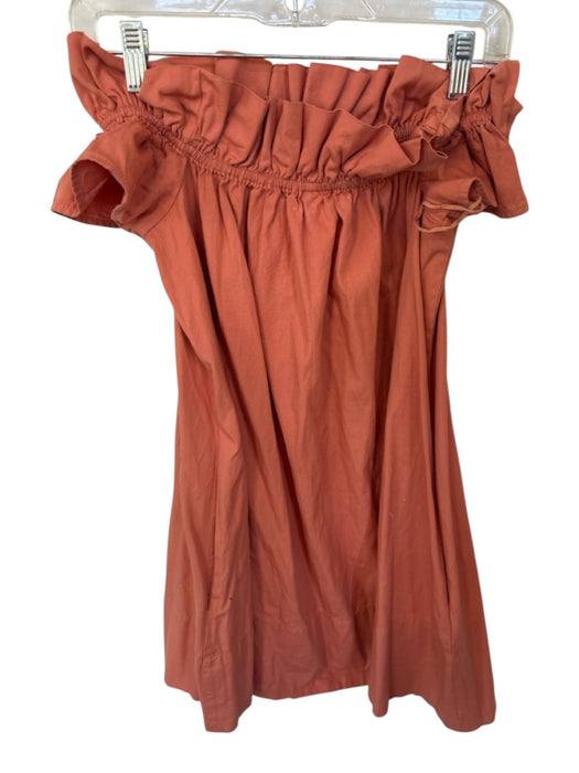 Free People Size XS Terracotta Cotton Off Shoulder Dress Terracotta / XS