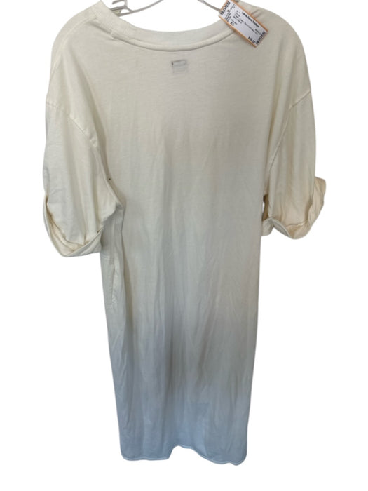 Free-est Size XS Cream Cotton Short Cuff Sleeve hi lo Maxi Dress Cream / XS
