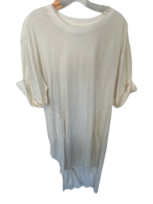 Free-est Size XS Cream Cotton Short Cuff Sleeve hi lo Maxi Dress Cream / XS