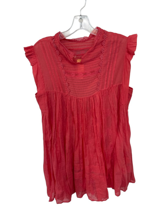 Free People Size S coral Cotton Flutter Sleeves Lace Detail Slip Inc Dress coral / S
