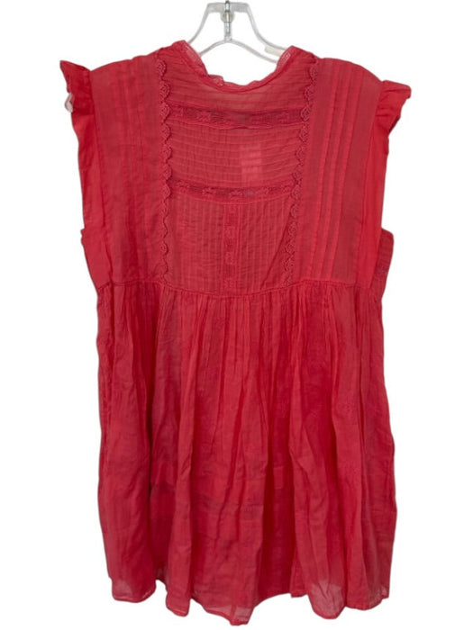 Free People Size S coral Cotton Flutter Sleeves Lace Detail Slip Inc Dress coral / S