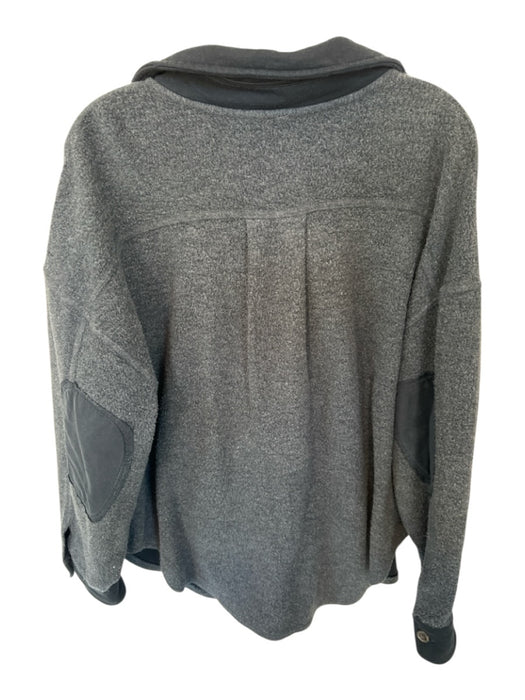 Free People Size S Charcoal & Black Cotton Blend Fuzzy Long Sleeve Jacket Charcoal & Black / S