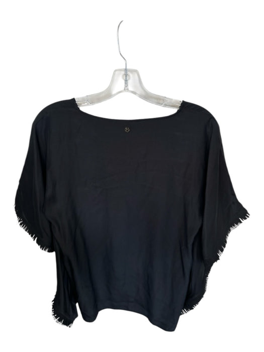 Marie Oliver Size XS Black Batwing Sleeves Fringe V Neck Top Black / XS