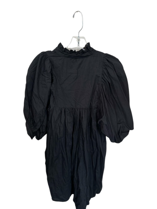 Never a Wallflower Size XS Black Cotton 3/4 Balloon Sleeve Ruffle Collar Dress Black / XS