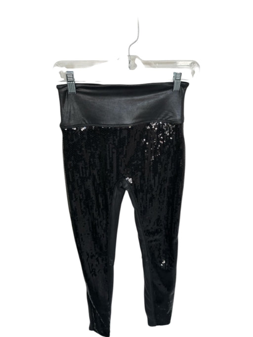 Spanx Size S Black Coated Sequins Elastic Waist Legging Leggings Black / S