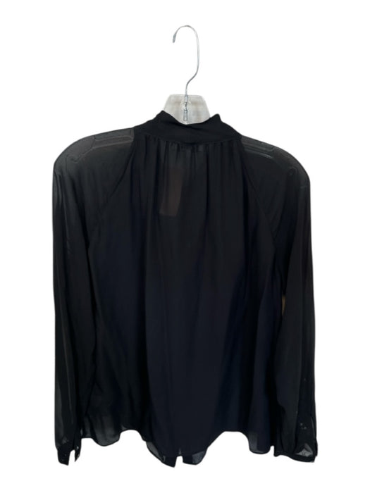 Parker Size XS Black Silk Long Sleeve neck tie Buttons Semi Sheer Top Black / XS