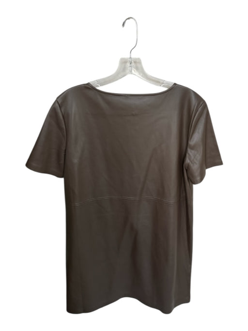 Z Supply Size M Brown Vegan Leather Short Sleeve Boat Neck Shift Dress Brown / M