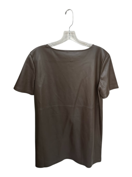 Z Supply Size M Brown Vegan Leather Short Sleeve Boat Neck Shift Dress Brown / M