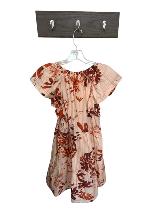 Marie Oliver Size S Peach & Red Cotton Short Sleeve Flowers V Neck Dress Peach & Red / S