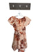 Marie Oliver Size S Peach & Red Cotton Short Sleeve Flowers V Neck Dress Peach & Red / S