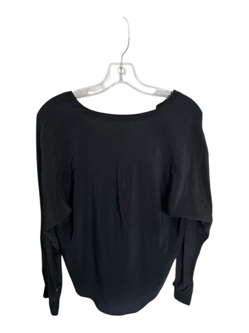 Joie Size XS Black Silk Long Sleeve Half Button Top Black / XS