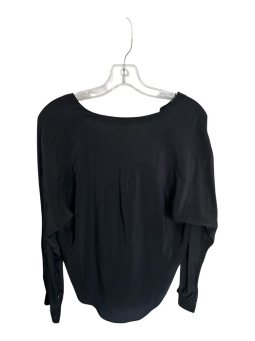 Joie Size XS Black Silk Long Sleeve Half Button Top Black / XS
