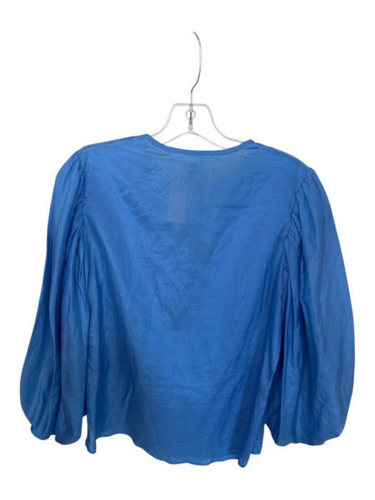 Diane Von Furstenberg Size 8 Cornflower Blue Cotton & Silk Pleat Detail Top Cornflower Blue / 8
