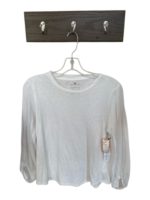 Velvet Size S White Cotton Long Sleeve Elastic Wrist Top White / S