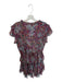 Misa Size S Purple & Teal Polyester Flutter Sleeves Floral Elastic Waist Dress Purple & Teal / S