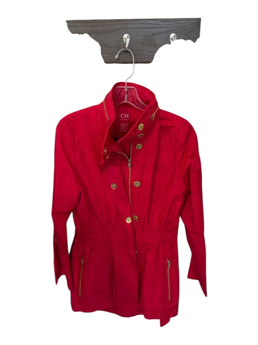 Ciao Milano Red & Gold Nylon Blend Hood Full ZIp Snap Button Raincoat Red & Gold / S