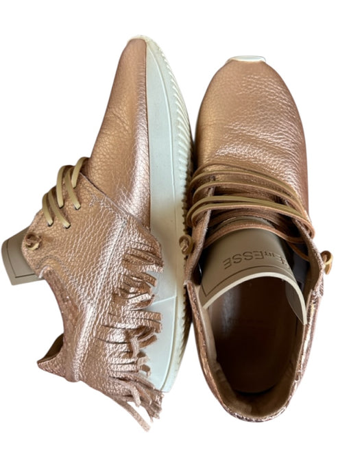 Esse Ut Esse Shoe Size 37 Rose Gold Leather Metallic Fringe Athletic Sneakers Rose Gold / 37