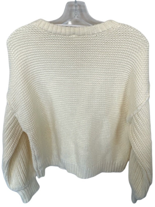 Free People Size XS Cream Cotton Blend Long Sleeve Chunky Knit Cropped Sweater Cream / XS