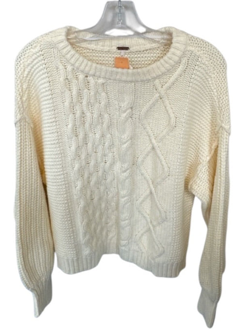 Free People Size XS Cream Cotton Blend Long Sleeve Chunky Knit Cropped Sweater Cream / XS