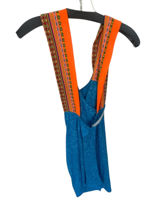 Pitusa Size M/L Blue & Orange burnout Embroidered short Coverup Dress Blue & Orange / M/L
