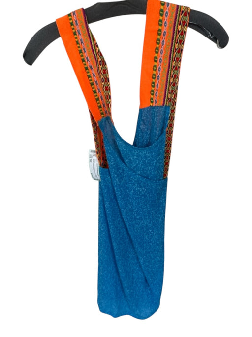 Pitusa Size M/L Blue & Orange burnout Embroidered short Coverup Dress Blue & Orange / M/L