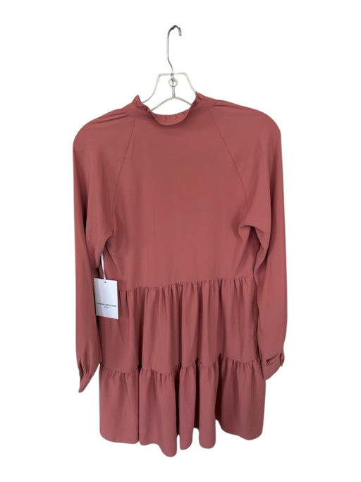 Amanda Uprichard Size S Terracotta Polyester Long V Neck Ruffle collar Dress Terracotta / S