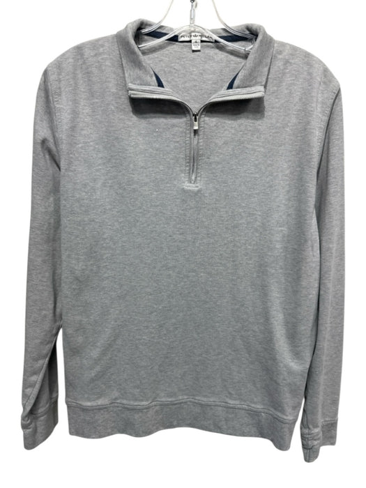 Peter Millar Size S Gray Cotton Solid Quarter Zip Men's Long Sleeve Shirt Gray / S
