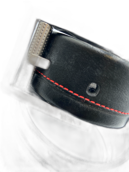 Tumi AS IS Black & Red Leather Men's Belt Black & Red