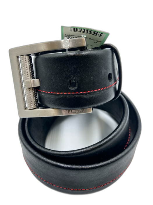 Tumi AS IS Black & Red Leather Men's Belt Black & Red