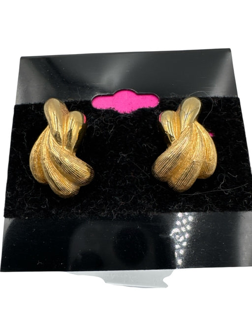 Christian Dior Gold Tone Metal Costume Post Back Brushed Metal Earrings Gold Tone