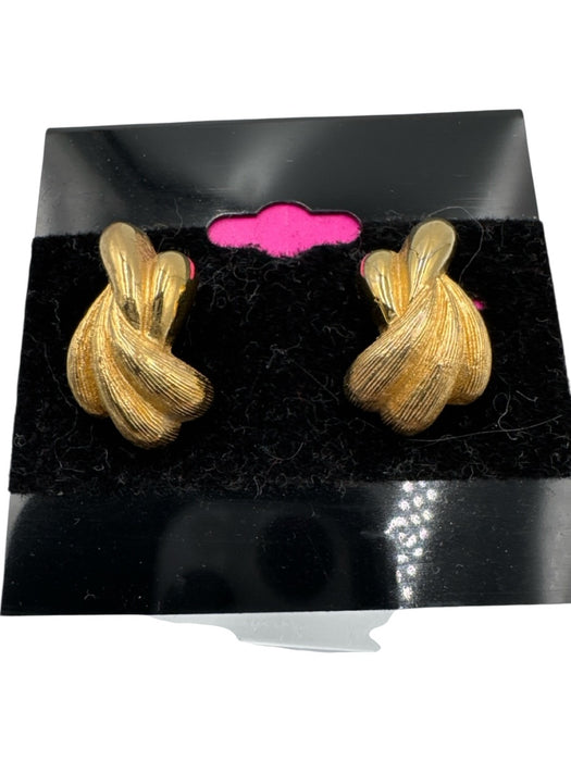 Christian Dior Gold Tone Metal Costume Post Back Brushed Metal Earrings Gold Tone