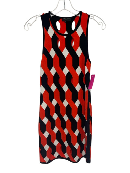 Rag & Bone Size XS Red, Black, White Viscose & Polyester Sleeveless Mini Dress Red, Black, White / XS