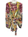 Alexis Size M Green, Pink, Multi Polyester Long puff sleeve Pixel Buttons Dress Green, Pink, Multi / M