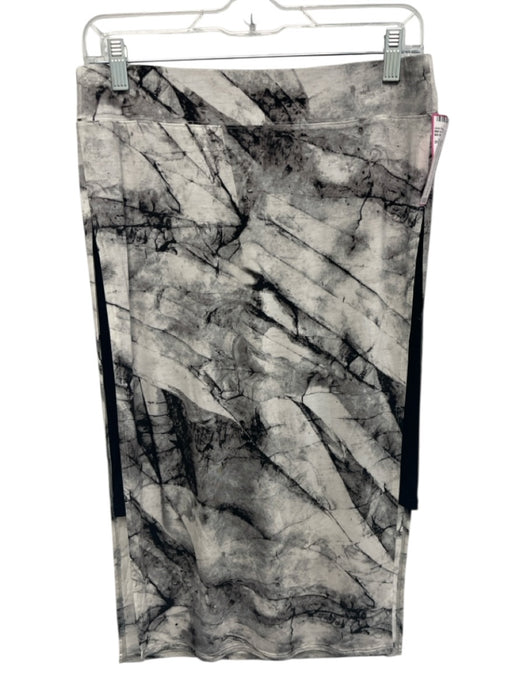 Helmut Lang Size S Gray & White Viscose & Elastane Elastic Waist Leg Slit Skirt Gray & White / S