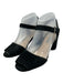 Prada Shoe Size 37.5 Black Suede Peep Toe Ankle Buckle silver hardware Sandals Black / 37.5