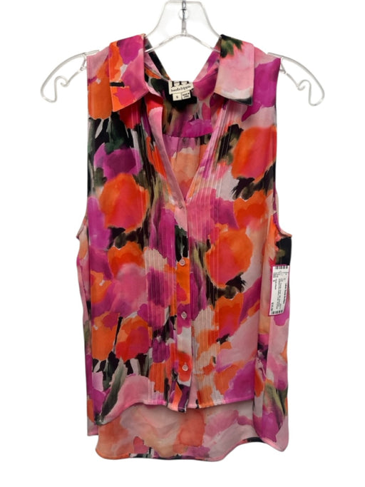 Haute Hippie Size S Pink, Orange, Green Silk Sleeveless Abstract Print Top Pink, Orange, Green / S