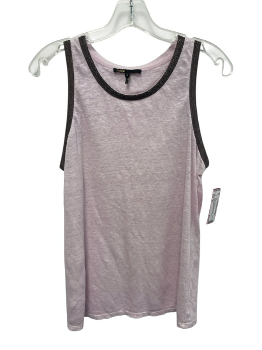 Maje Size 3/L Pink & Gunmetal Linen Sleeveless Beaded Scoop Neck Heathered Top Pink & Gunmetal / 3/L