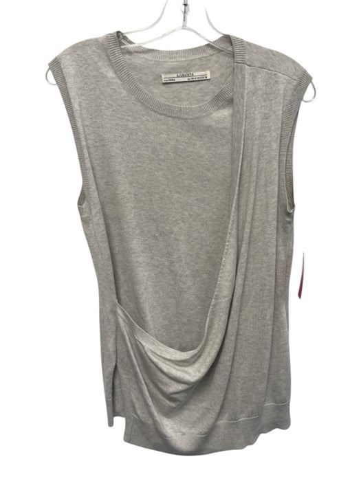 ALLSAINTS Size 6 Gray Silk & Cotton Sleeveless Wrap Detail Knit Sweater Top Gray / 6